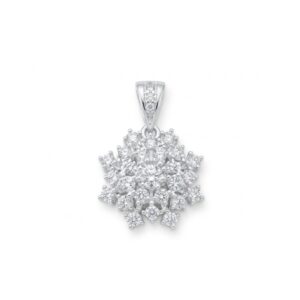 Pingente flor cravejada 1,3cm em Prata 925
